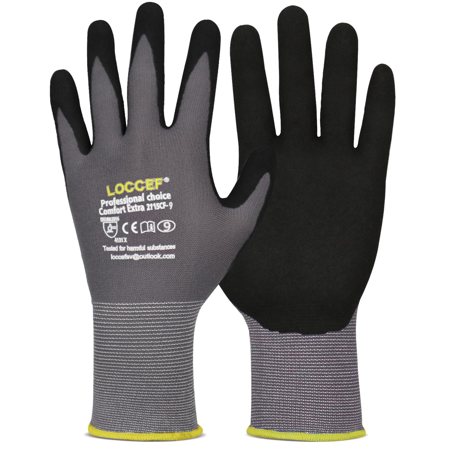 Work Gloves MicroFoam Nitrile Coated-6 Pairs,Seamless Knit Nylon Gloves,Gray Work gloves