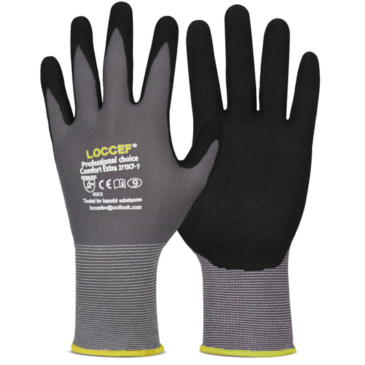 Work Gloves MicroFoam Nitrile Coated-6 Pairs,Seamless Knit Nylon Gloves,Gray Work gloves