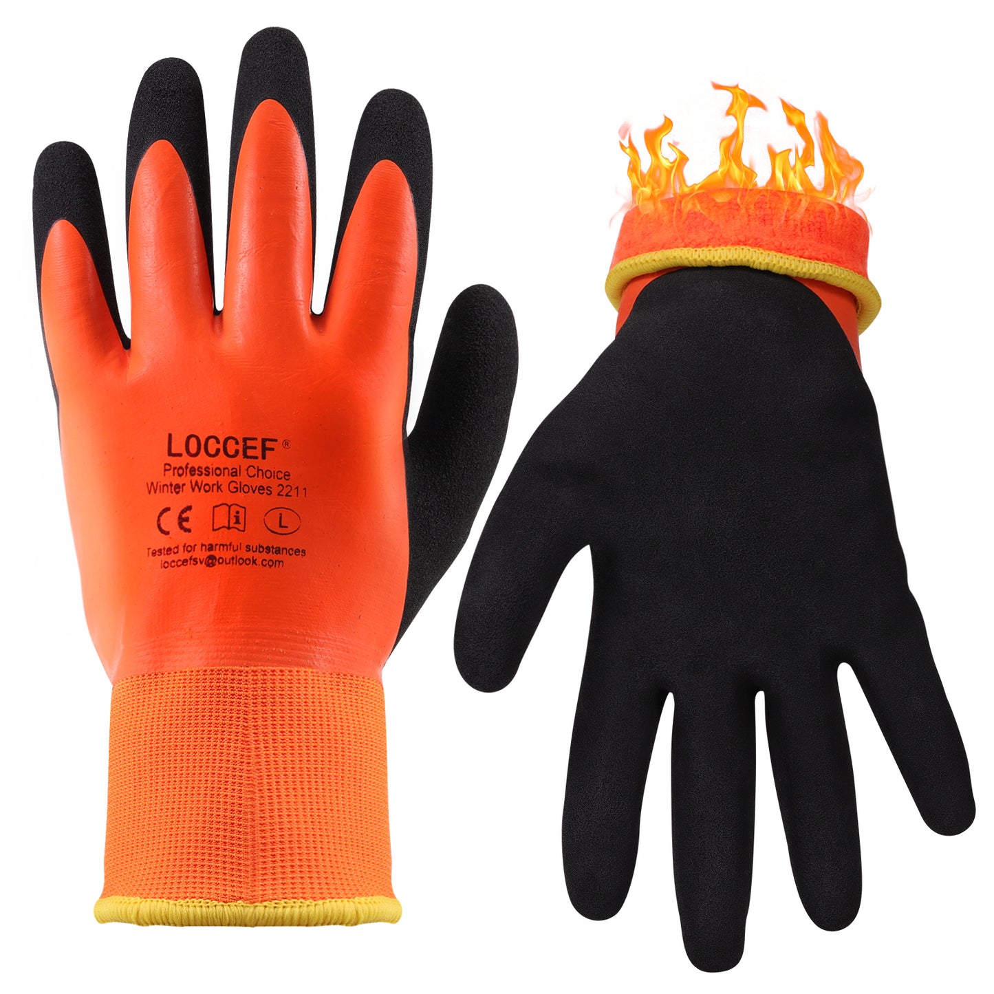 2 Pairs 100% Waterproof Winter Gloves,Winter Work Gloves Thermal Liner Grip Coating Warm,Thermal Insulated,Super Grip