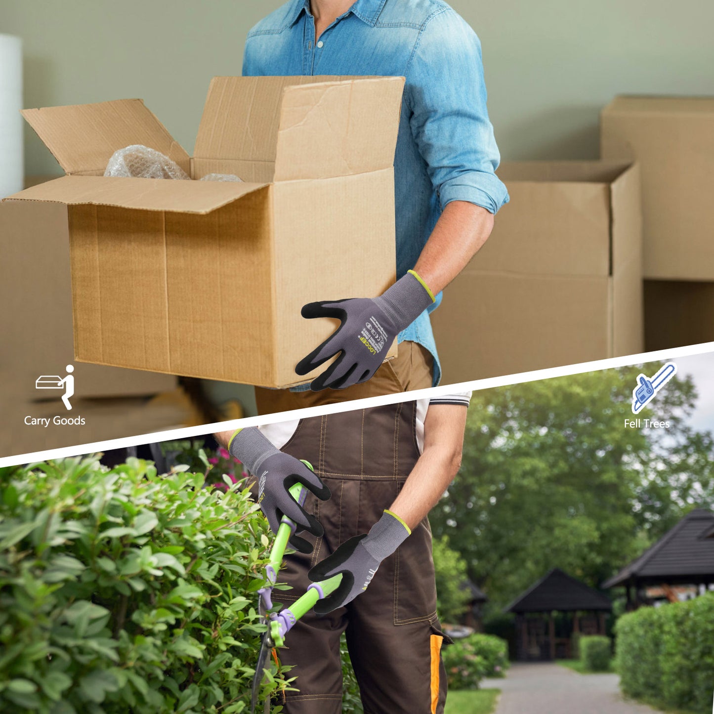 Work Gloves MicroFoam Nitrile Coated-6 Pairs,Seamless Knit Nylon Gloves,Gray Work gloves