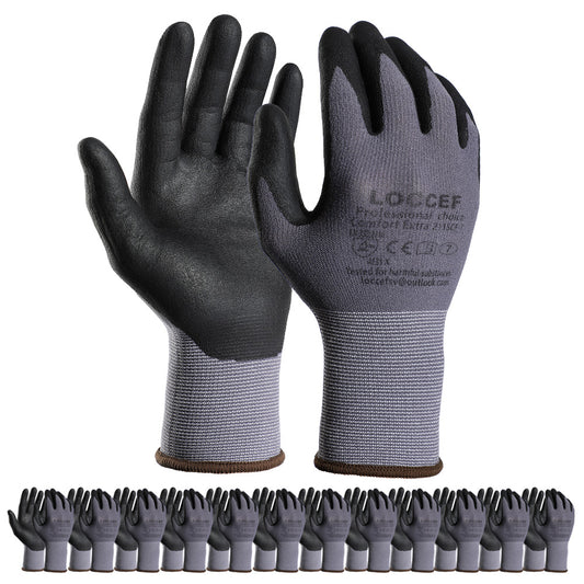 Safety Work Gloves MicroFoam Nitrile Coated-12 Pairs,Seamless Knit Nylon Gloves,Home Improvement,Micro-Foam Gloves
