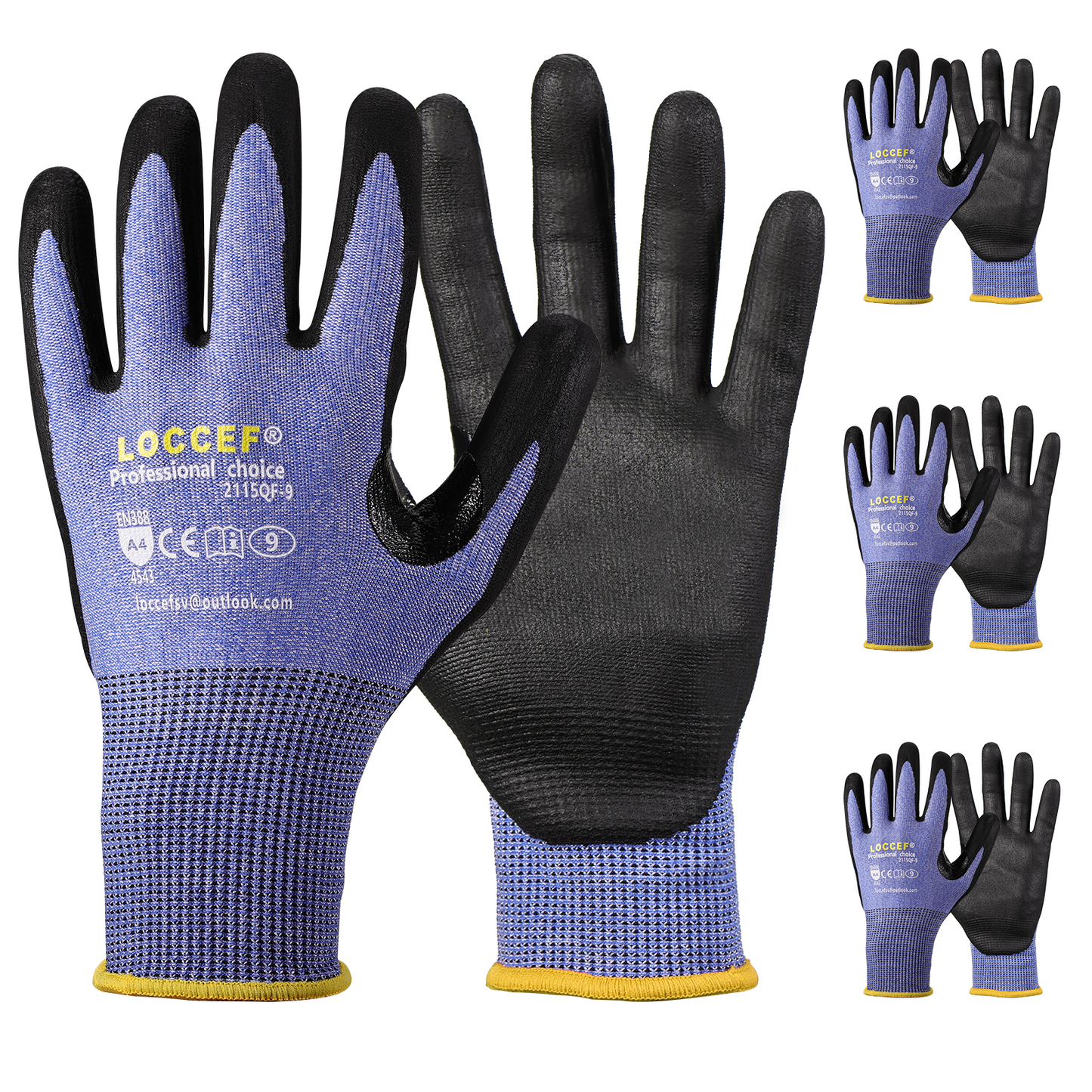 3 Pairs Safety Work Gloves,Touchscreen Compatible, Superior Dexterity,Level 5/A4 Cut Resistant Work Gloves