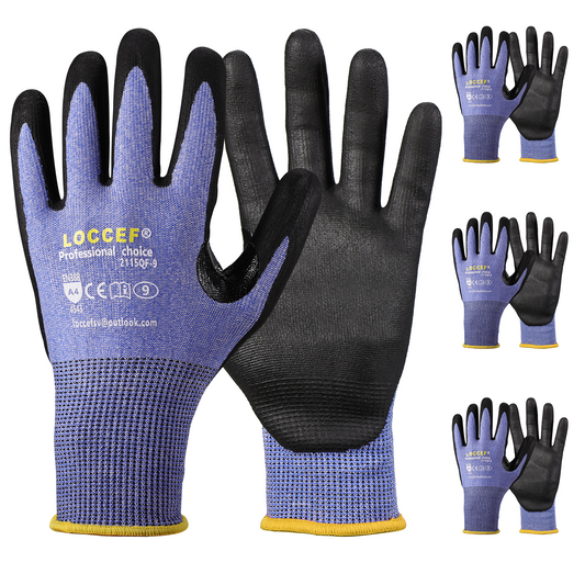 3 Pairs Safety Work Gloves,Touchscreen Compatible, Superior Dexterity,Level 5/A4 Cut Resistant Work Gloves
