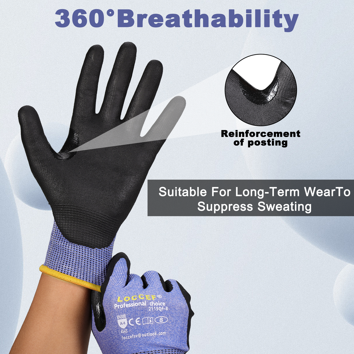 3 Pairs Safety Work Gloves,Touchscreen Compatible, Superior Dexterity,Level 5/A4 Cut Resistant Work Gloves