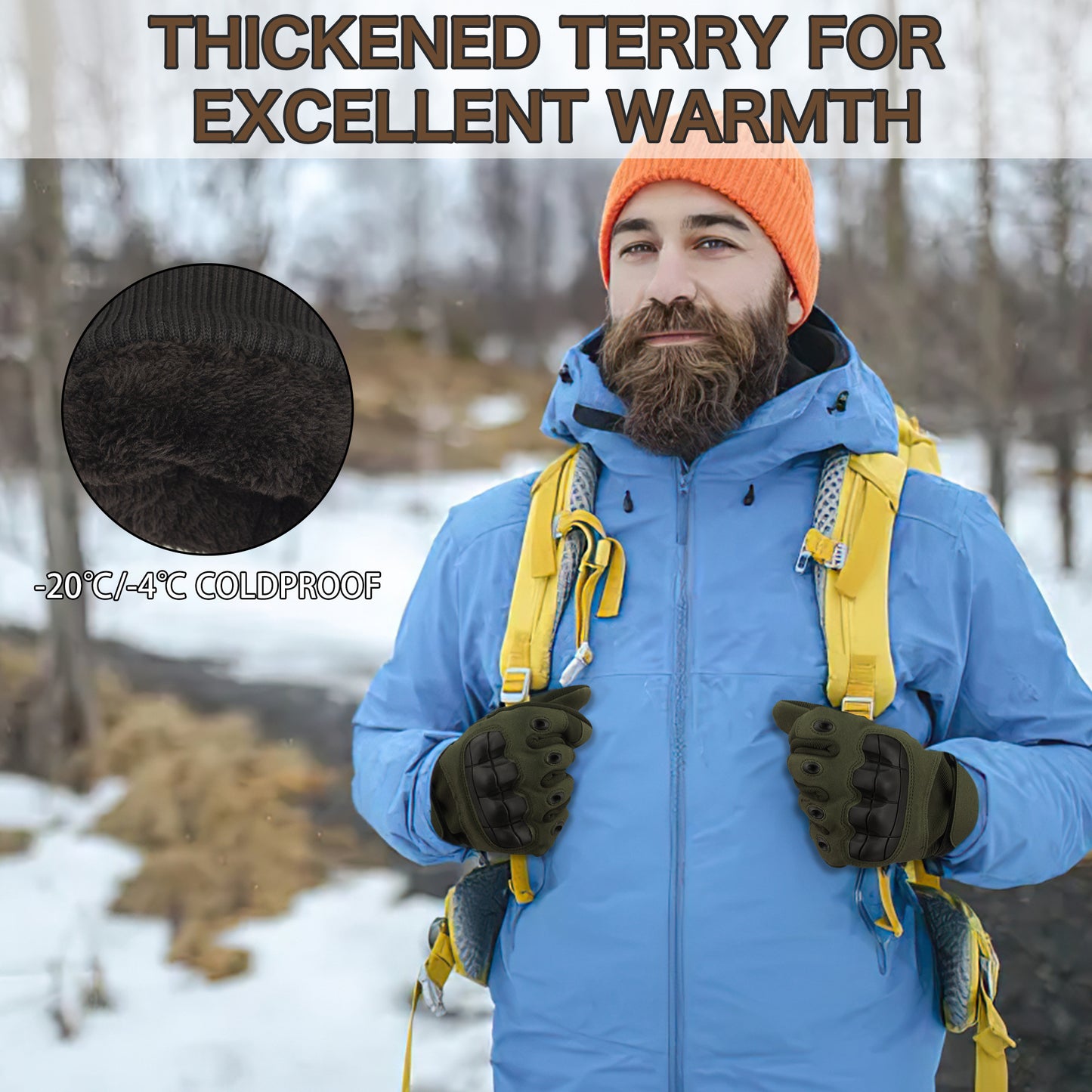 -20℃/-4°F ColdProof Winter Gloves,Tactical,Impact Winter Gloves, Touch Screen,Safety Winter Gloves, Impact Protection