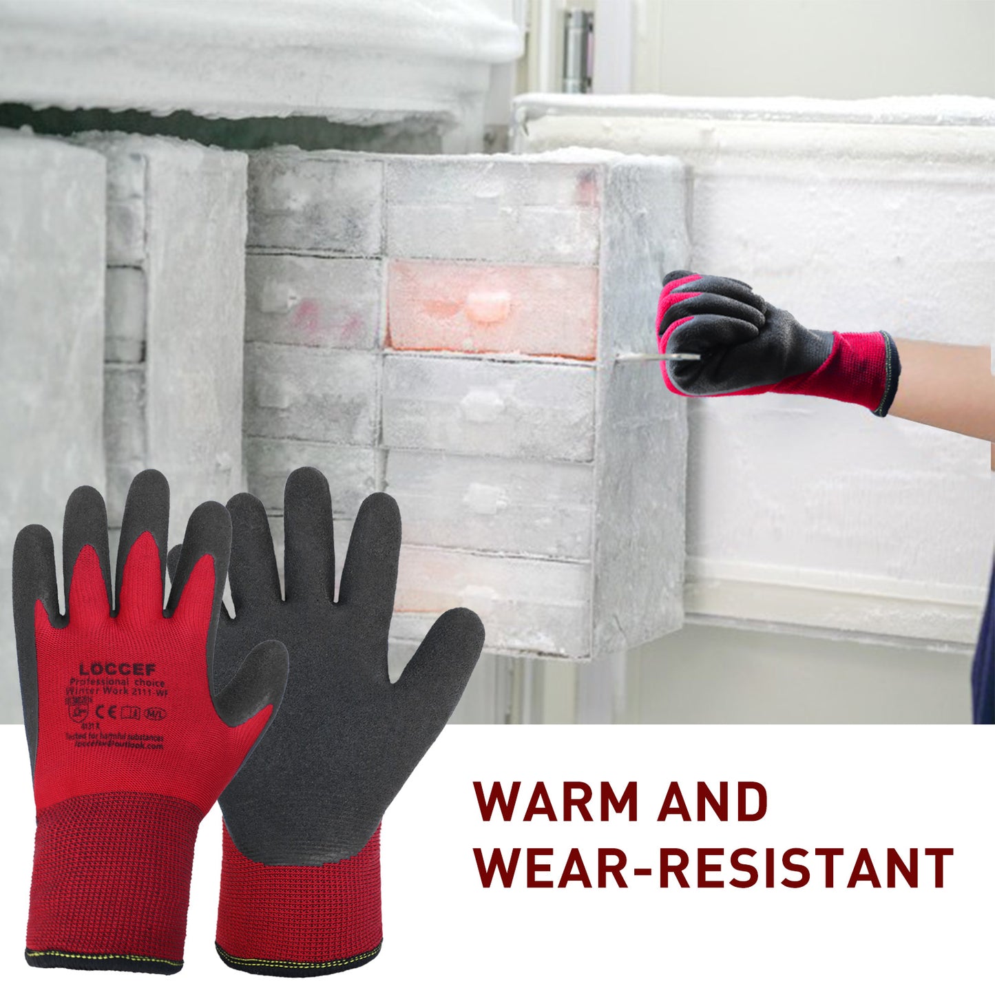 2 Pairs Winter Work Gloves for Men and Women, Freezer Gloves for Work Below Zero, Thermal Insulated, Super Grip